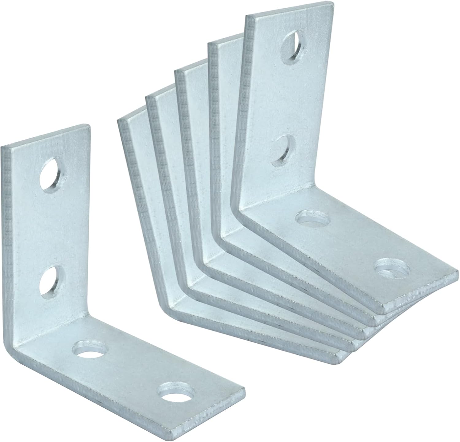 heneng 6 Pcs 4 Hole L Shaped Connector Bracket for 1-5/8" Strut Channel, 90 Degree Angle Fitting, 3/16" Thick