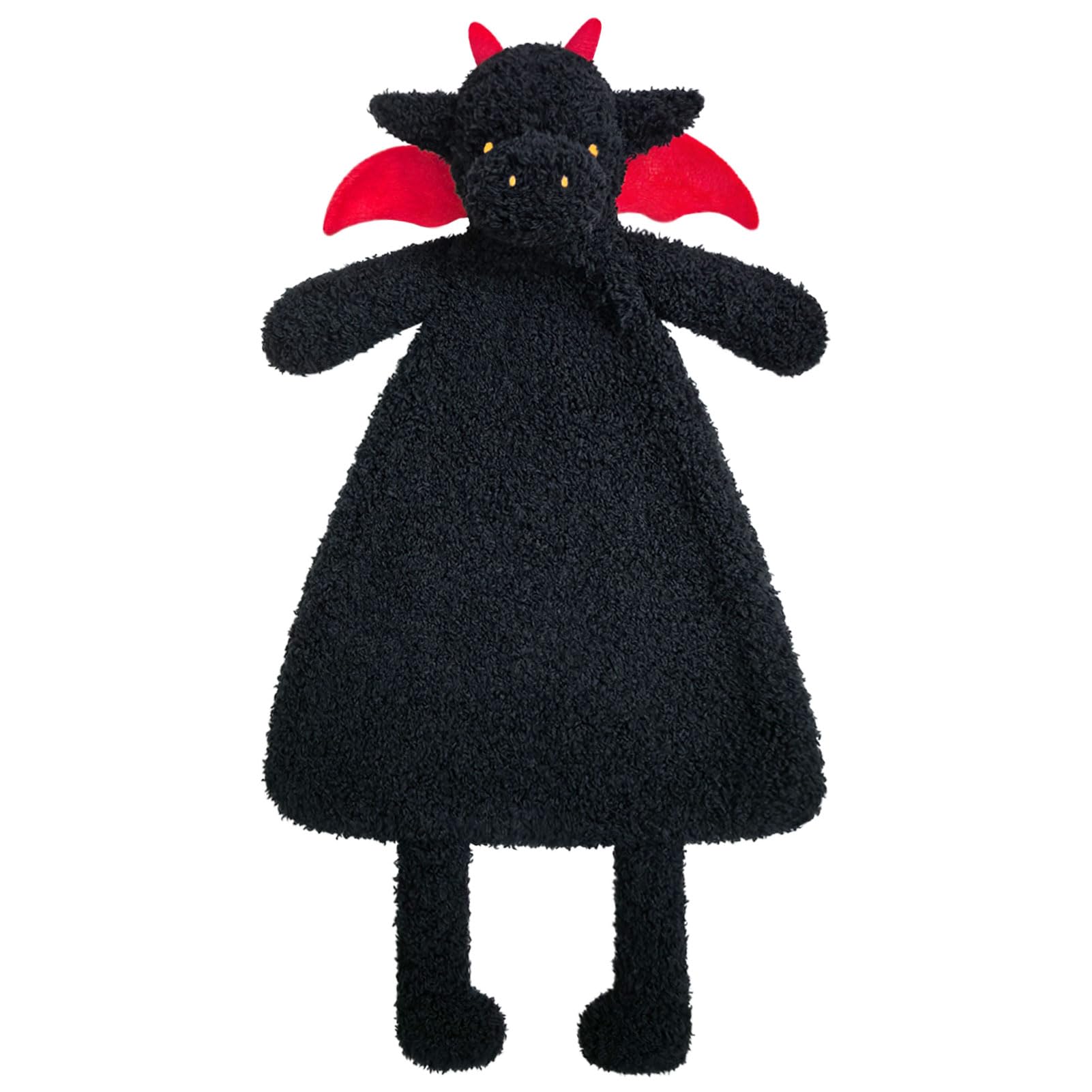 Baby Black Dragon Soft Stuffed Animal Security Blanket, Plush Dinosaur Character Lovey Blanket, Baby Shower/Nursery Gift, Newborn Infant Toddler Snuggle Blankie for Boys Girls, 16 Inches