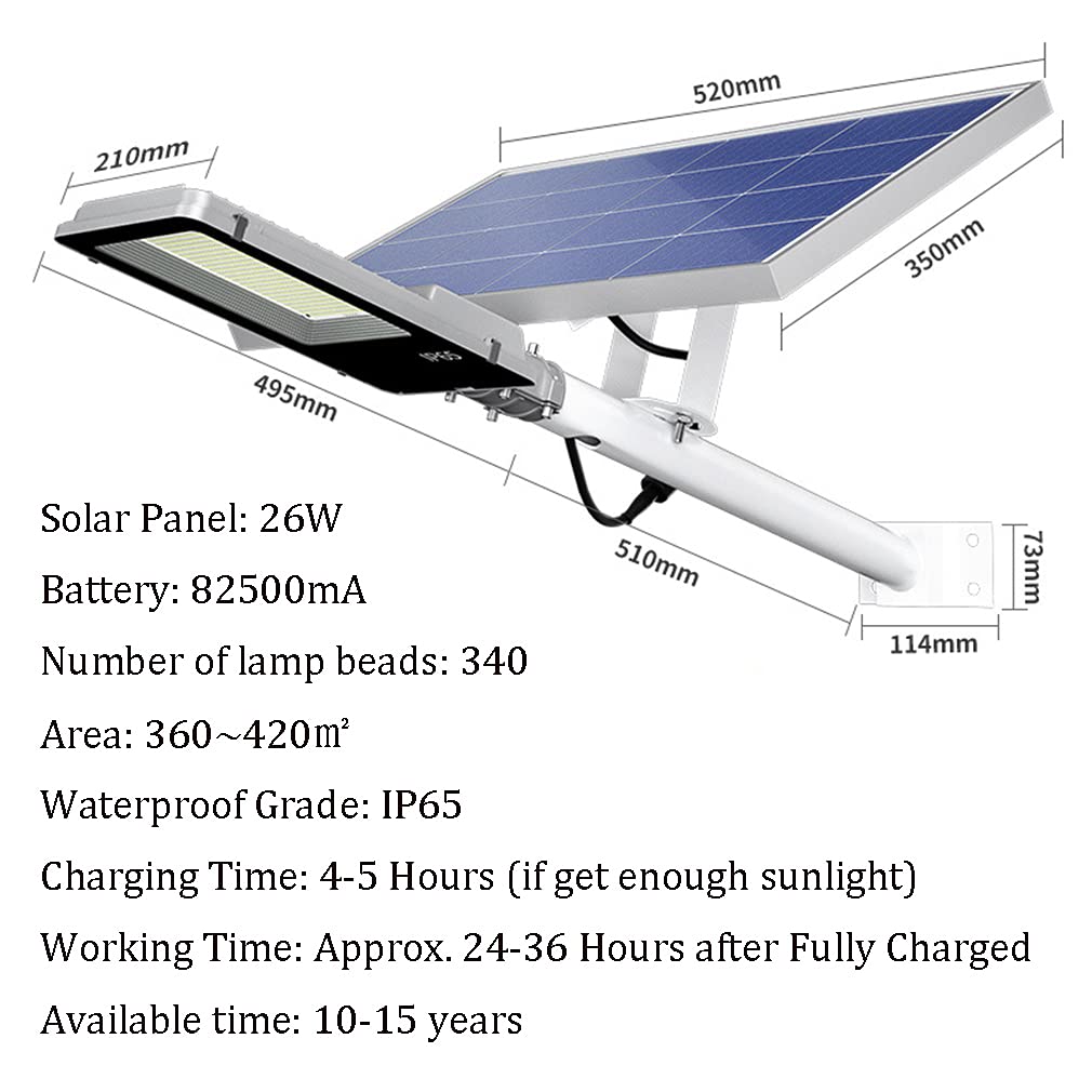 Solarna lampa uliczna na na zewnątrz, reflektor solarny LED, o zmierzchu do świtu, do świtu, na zewnątrz, wodoszczelna lampa solarna z pilotem zdalnego sterowania, kolor biały, 500 W