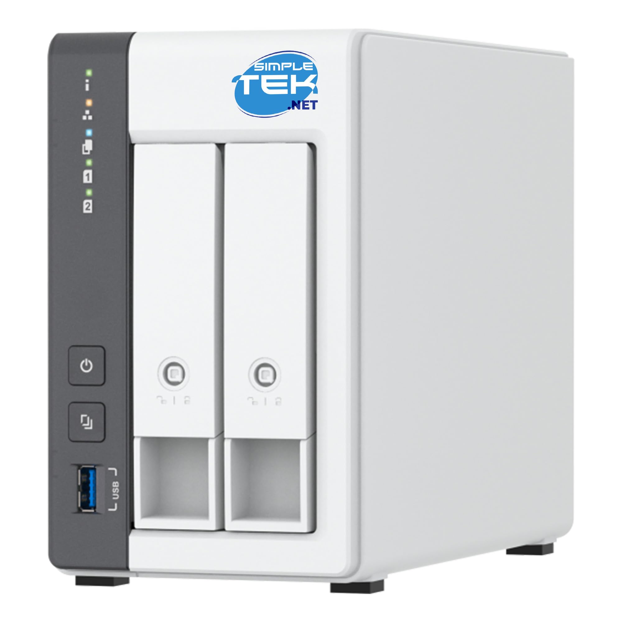 SIMPLETEK - Sistema NAS a 2 Bay (Slot) con 4 GB RAM e 2 SSD da 1 TB Inclusi (2 TB Totali), LAN 2.5 Gigabit per Cloud Domestico