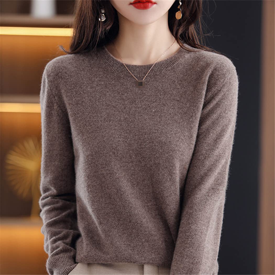 Maglioni da donna Casual O-Collo Solido Autunno Inverno Donna Cashmere Maglioni, Viola, XL