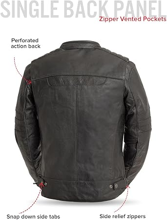 First Mfg Co - BiTurbo - Men's Motorcycle Biker Riding Black Leather Jacket