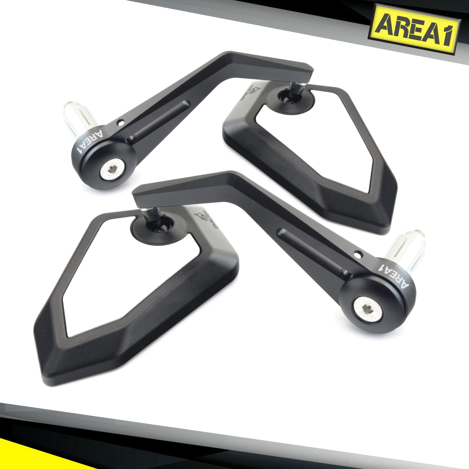 Area1 Specchietti Retrovisori Moto Universali da Manubrio, Coppia Omologata E – Compatibili con Duke SMC/R MT07 MT09 MT10 Z900 Z650 Z500 Z125 CMX CB 500 Hornet SV650 XSR F900R M1000R/XR R18 Brutale