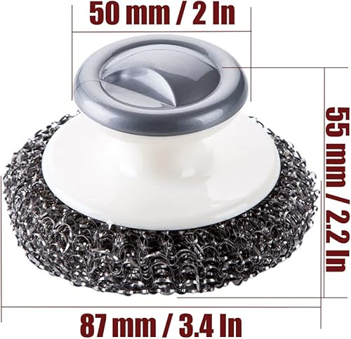 Miniatura 2 de 4 unidades de depurador de lana de acero inoxidable con asa, suministros de limpieza para ollas, sartenes, parrillas, platos