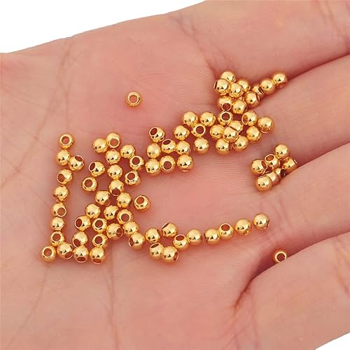 Miniatura 3 de Cuentas espaciadoras redondas chapadas en oro de 18 quilates, 300 unidades, 300 unidades para hacer joyas, no se deslustran
