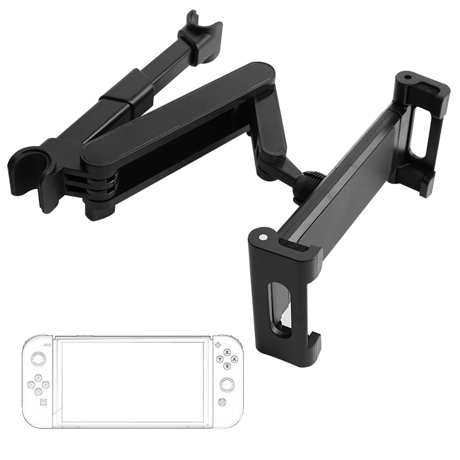 GEEKRIA Car Headrest Mount, Angle Adjustable Headrest Mount Compatible with Nintendo Switch/Switch OLED/Switch Lite, Game Accessories Universal Holder