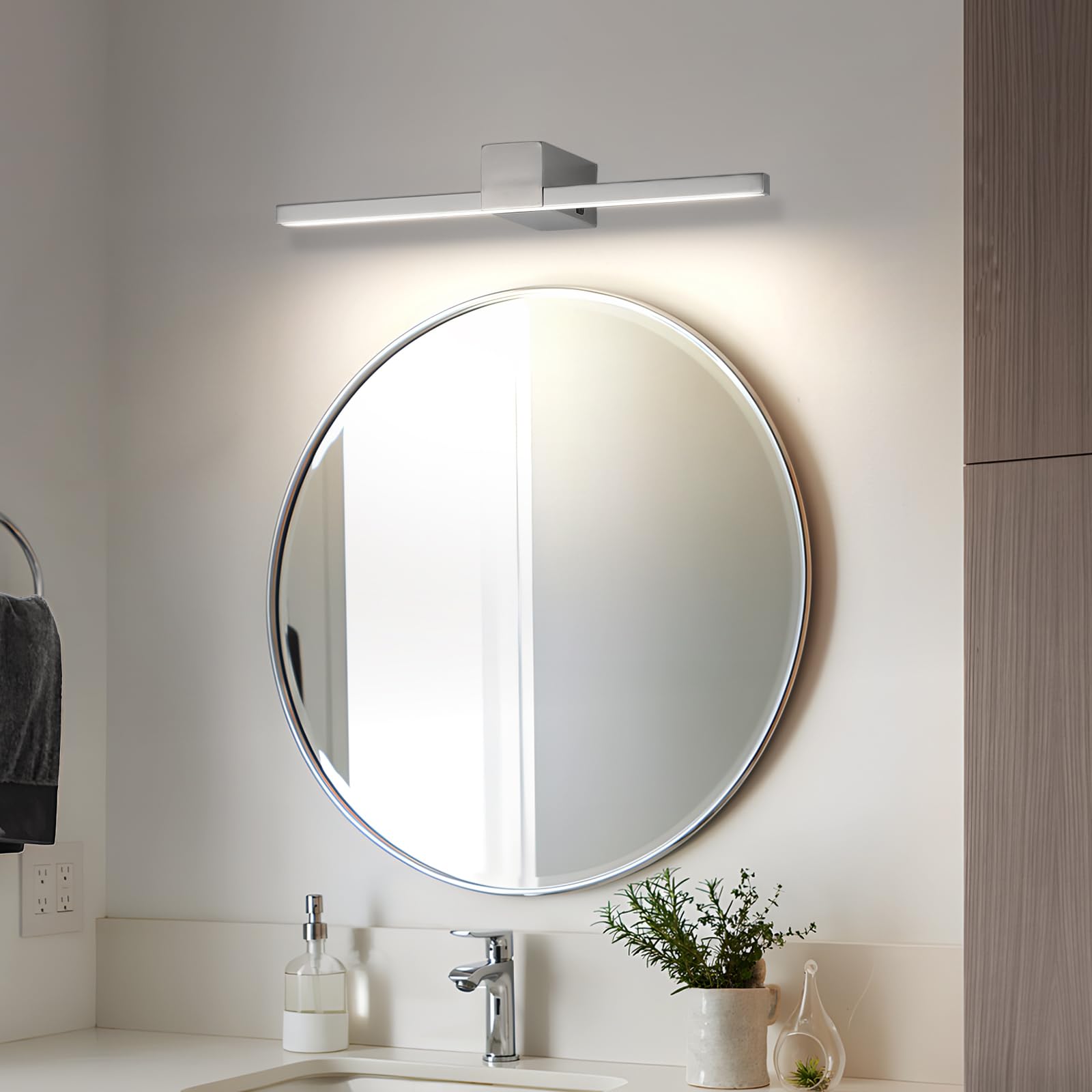 Lampada da Specchio da Trucco 40cm, Luce Specchio Bagno LED 12W, 960 Lumen Bianco Neutra 4000K Applique da Parete IP20 (Cromo)