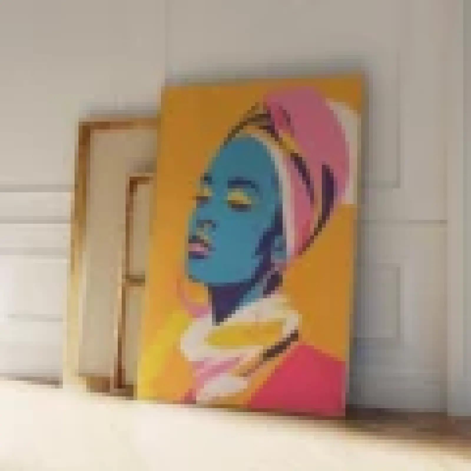 Retrato de mujer con pañuelo en la cabeza colorido, impresiones artísticas de pared, lienzo, pintura, carteles para sala de estar, decoración del hogar, carteles e impresiones, 70 x 90 cm, marco