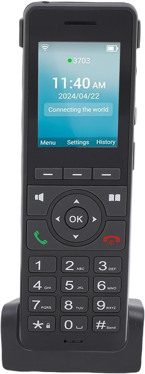Front view of the ASHATA 4G LTE Cordless Phone, showing its 2.4-inch color screen, numeric keypad, and navigation buttons.