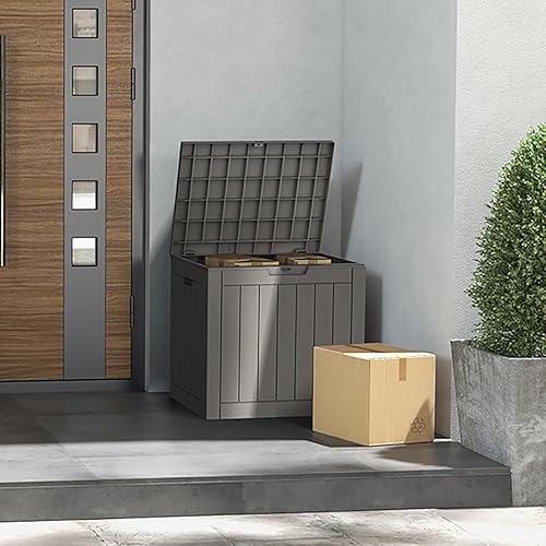 Miniatura 8 de Caja de cubierta, caja de almacenamiento de resina de 31 galones para interiores y exteriores, impermeable, para cojines de muebles de patio,