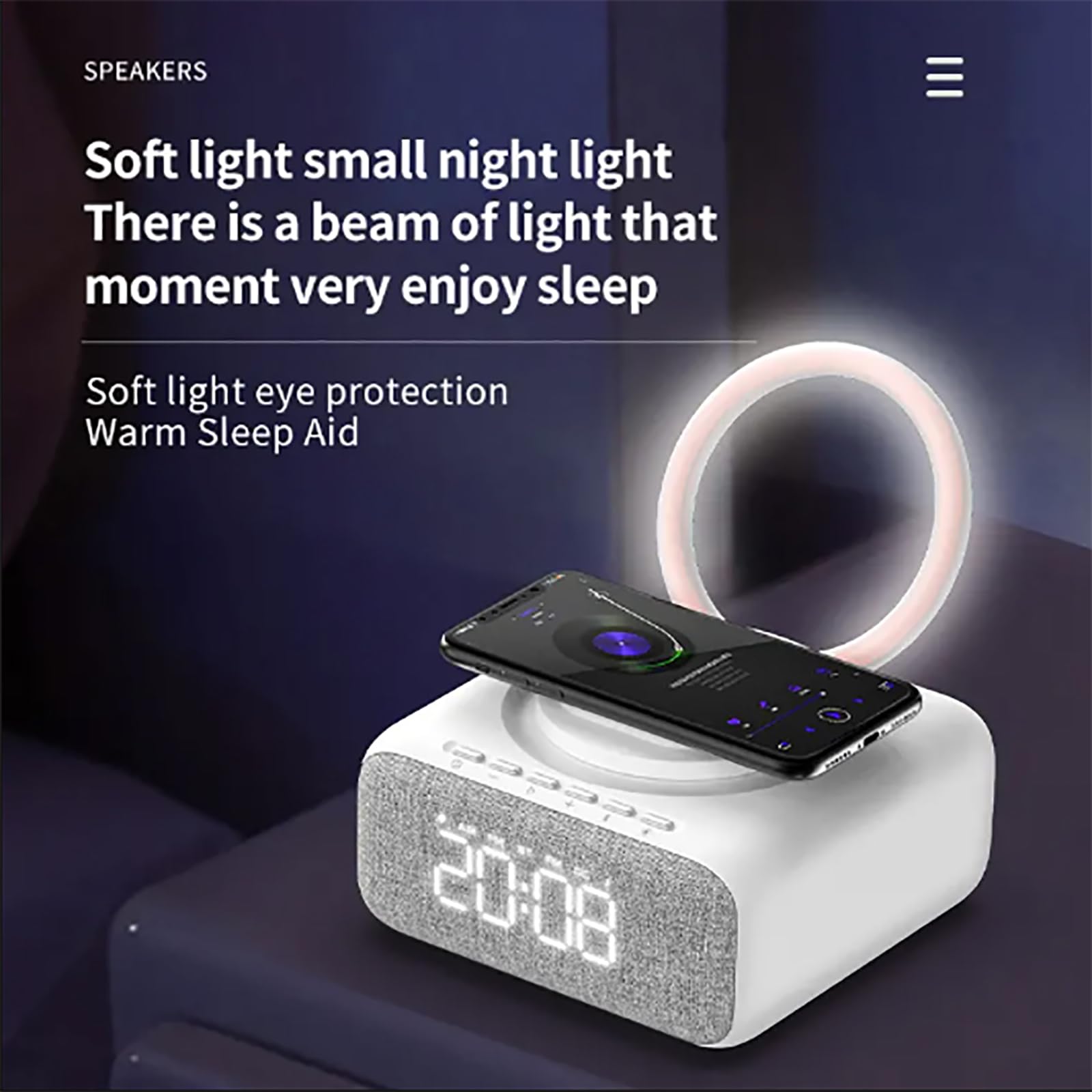 Radio-réveil, Haut-parleur Bluetooth Avec Réveil Numérique 10 W, Radio-réveil FM, Affichage LED Miroir, Support De Téléphone Portable Réglable Et Facile À Utiliser, Pour Chambre, Maison, Adaptateur