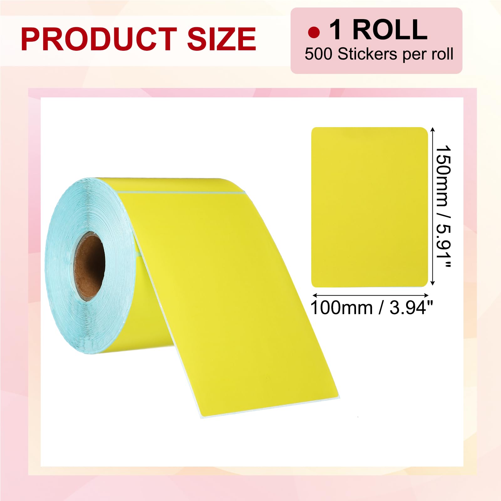 PATIKIL 500 Etichette Termiche, 3.94x5.91 Pollici Etichette Termiche Per Stampante Adesive Etichette Autoadesive Carta Rotolo Piccolo Per Stampante Etichetta Di trasporto, Giallo
