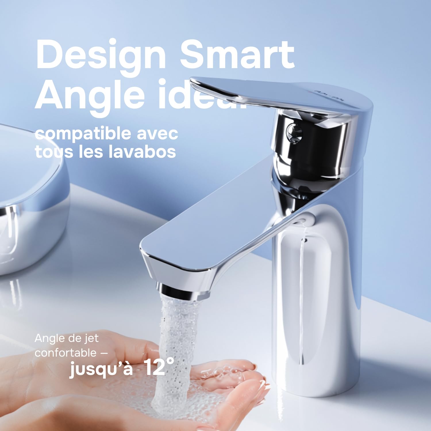 AM.PM – Robinet Salle Bain Hit FTA82200, Mitigeur Lavabo Monocommande en Laiton avec Bonde de Vidage, Robinet Lave-Main Chromé
