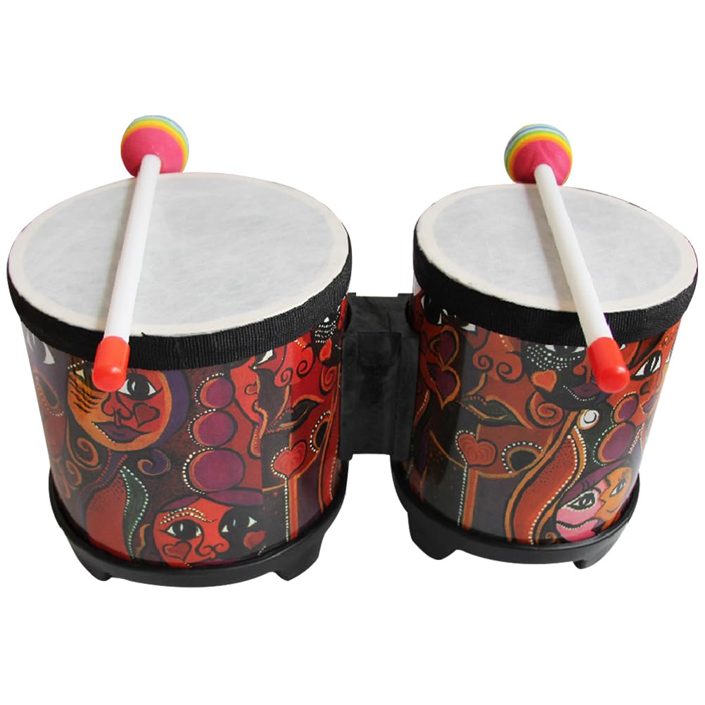 Vaguelly Bongo educativo per bambini con bacchette, strumento a percussione manuale da 30,5 cm, per apprendimento musicale e feste