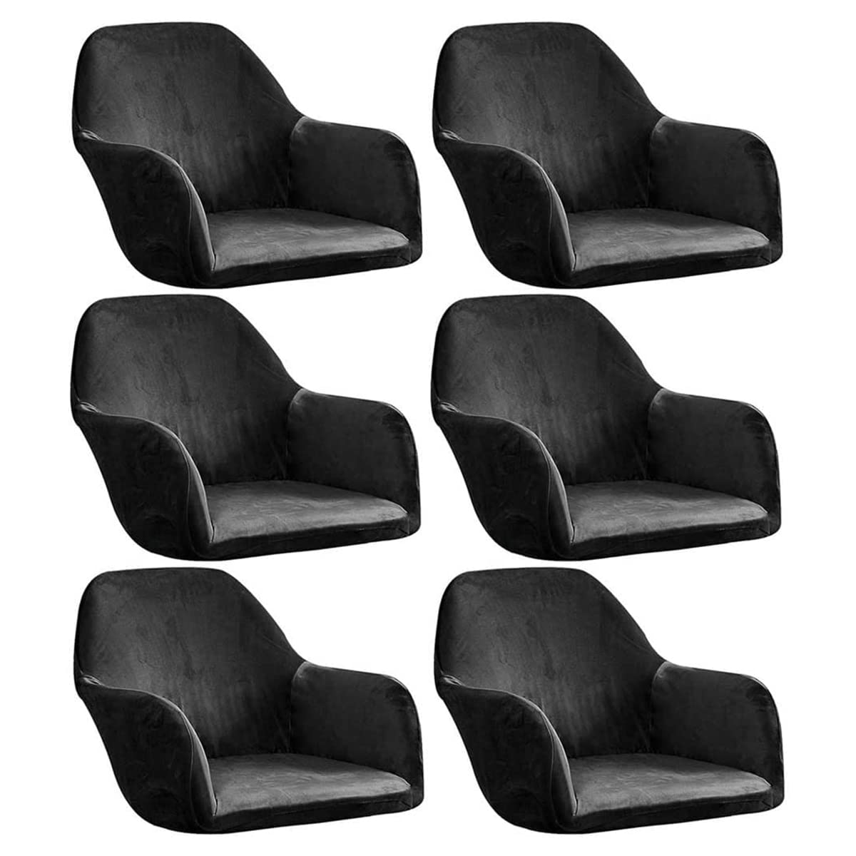 WJHDWYD Armchair Cover Elastic Chair Covers with Armrests Universal 1/2/4/6 Pieces Chair Slipcover for Office Dining Room Kitchen Modern(Nero Nero.,6 pezzi)
