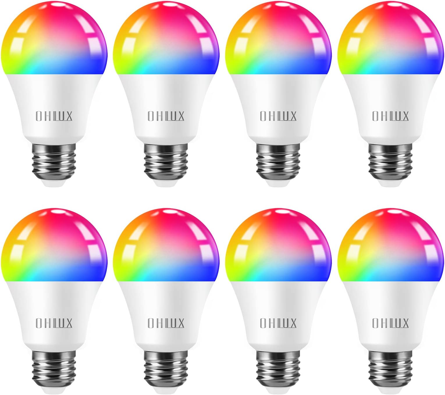 OHLUX Smart WiFi Light Bulbs, 900LM 10W (80W Equivalent) Compatible with Alexa Google Home Siri, WiFi Color Changing LED Light Bulbs, 16 Million DIY RGB, A19 E26 8Pack