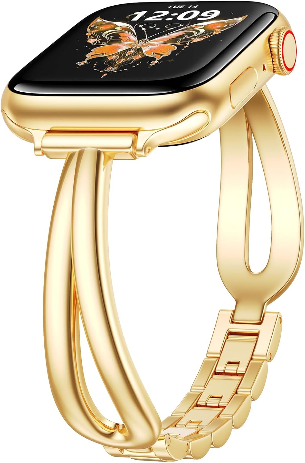 KOREDA Slim Gold Band Compatible with Apple Watch 38mm 40mm 41mm 42mm 44mm 45mm 46mm Women, Thin Metal Dressy Jewelry Bracelet for iWatch Bands Series 11 10 9 8 7 6 5 4 3 SE Gold 38mm/40mm/41mm/42mm(Series 10)-(5.0"-6.0")