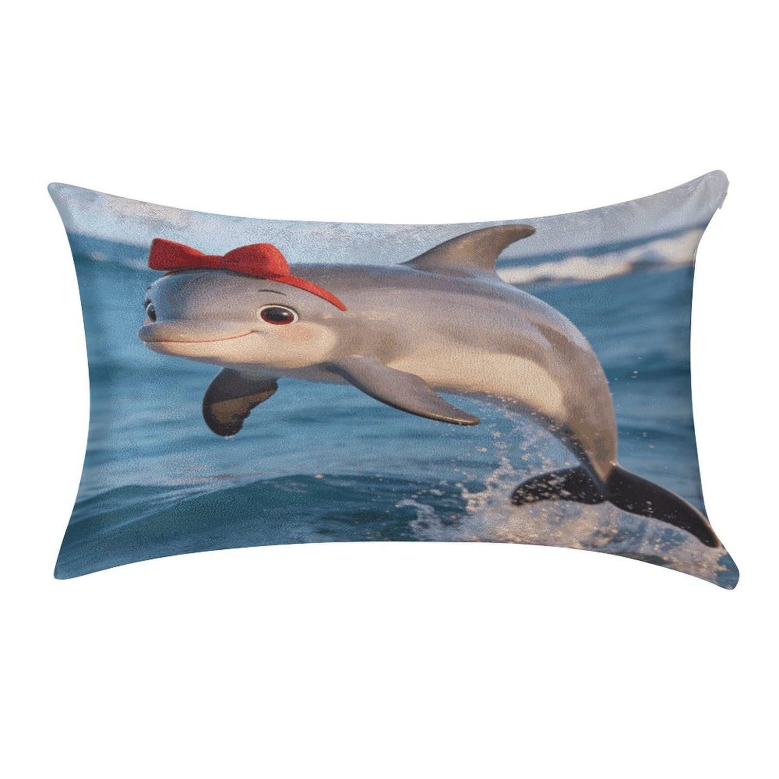 Fodpand Style Cute Dolphin Gift Pillowcase,Elegant Designed Home Decor,Velvet Pillowcase,Soft And Cozy,Pillow Case Cover With Hidden Zipper For Bedroom, Sofa, Couch