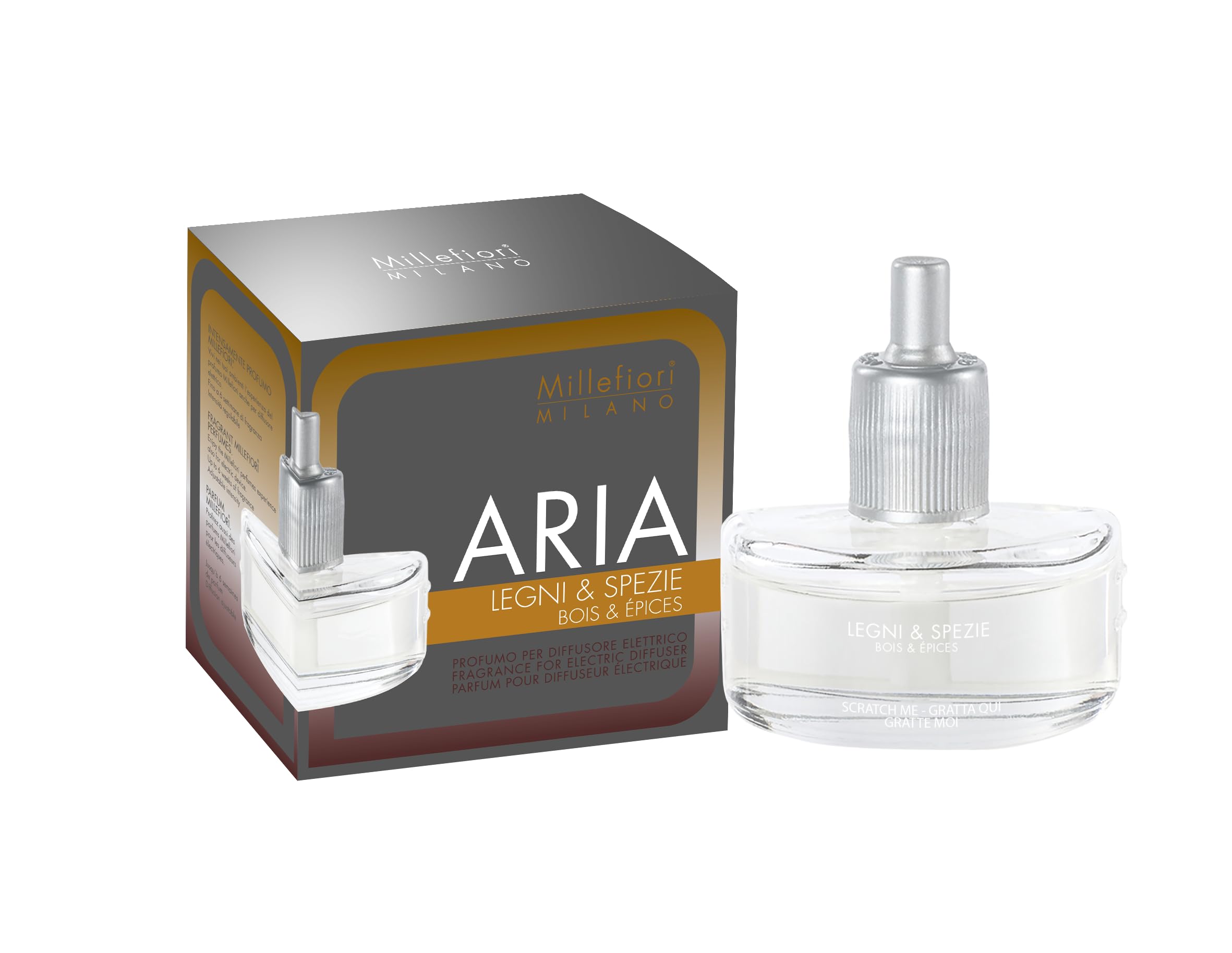 Millefiori Milano – Aria Fragranza per Diffusore Elettrico, Legni & Spezie – Profumatore Ambiente con Note Legnose e Speziate, Ideale per Casa e Ufficio, Ricarica 20 ml