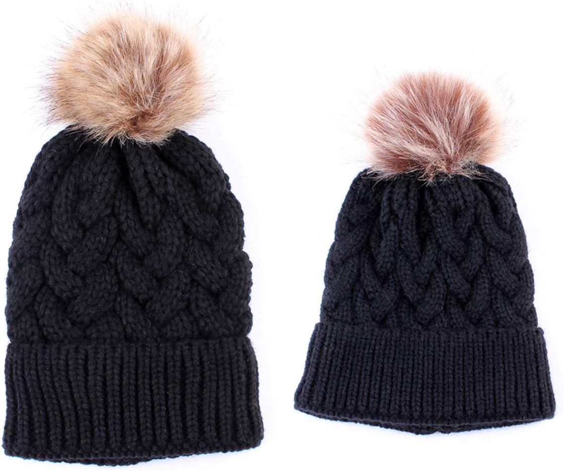 Yinuoday2PCS Mother&Baby Hat Family Matching Cap Winter Warmer Knit Wool Beanie Ski Cap