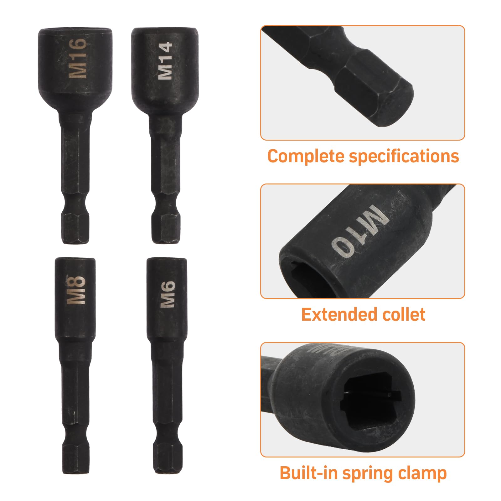 8 Stück Gewindebohrer Stecknuss Buchse Adapter M4-M16, 1/4 Zoll Sechskantschaft Maschinengewindebohrer Vierkant Treiber für Elektrische Bohrmaschine, Luftschraubendreher, Legierter Stahl