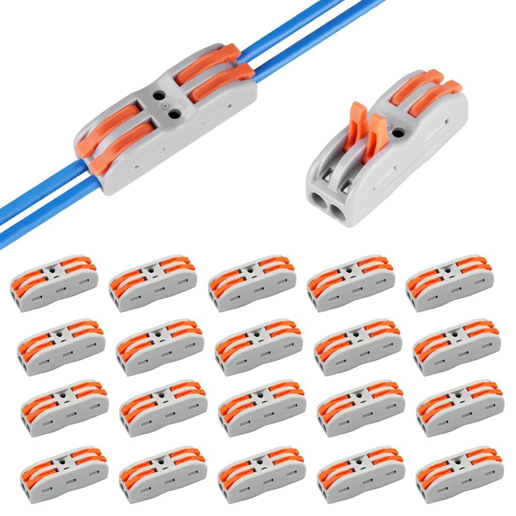 Lever Wire Connectors - 2 In 2 Out Inline Electrical Splice Terminals, 24-12 AWG Push-Type Quick Connectors, Compact Wire Joiner for DIY Projects & Home Electrical (Pack of 10)-image-43