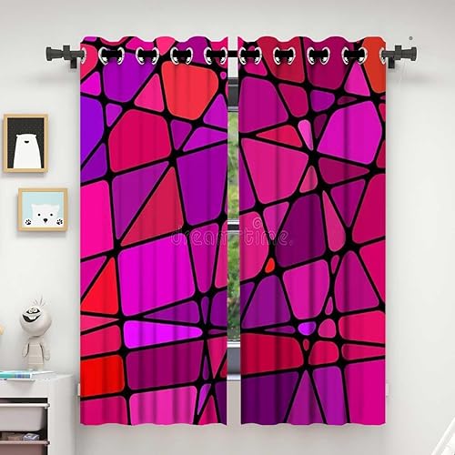 Miniatura 2 de Cortinas moradas para habitación, decoración de mosaico, cortina de privacidad para puerta de bebé, 63 pulgadas de ancho por 63 pulgadas de alto