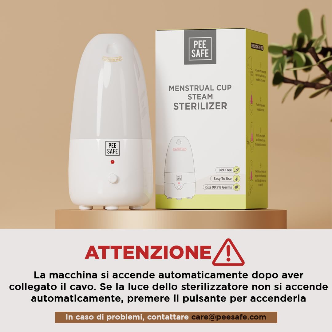 PEESAFE Sterilizzatore a Vapore per Coppetta Mestruale | Elettrico | Sterilizzazione Istantanea | Per Disco Mestruale e Palline di Kegel