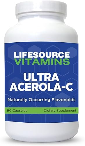 LifeSource Vitamins - Ultra Acerola-C - Acerola Berry Powder 1500 mg - 90 Cápsulas - 500 mg de vitamina C por porción