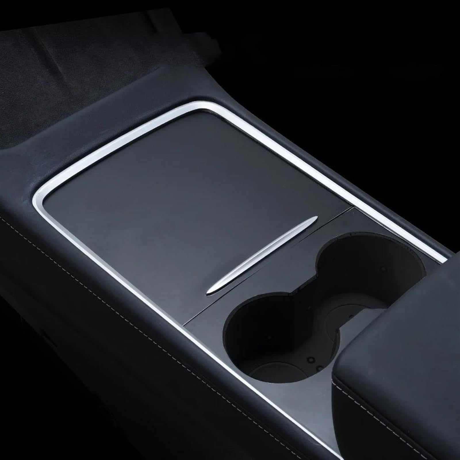 Csspdm Black Color Center Console Panel Sticker Carbon Central Control Cover Car Interior Accessories For Tesla Model 3 Y 2021-2023(Black Color)