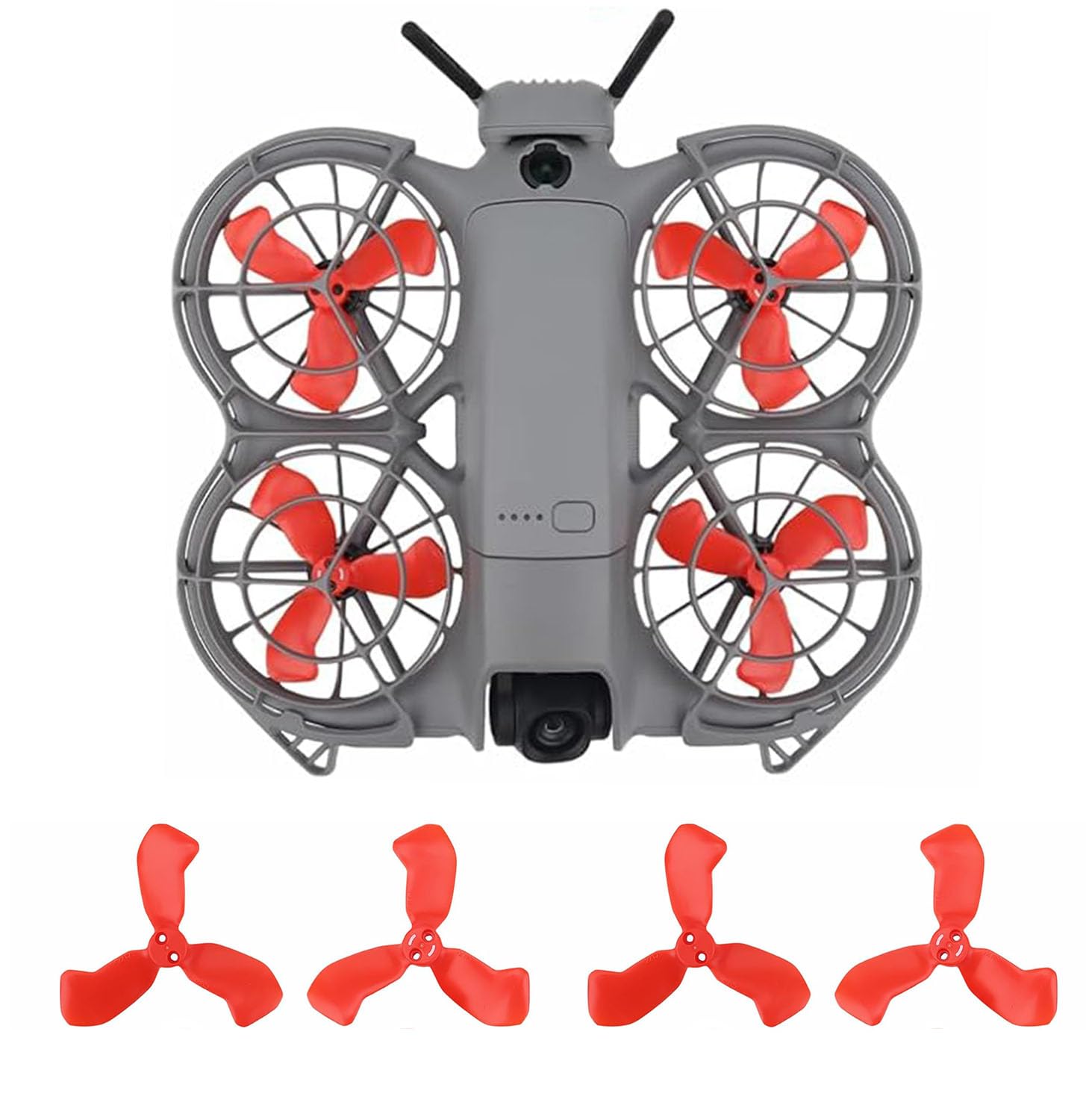 Hesupy 4PCS Propellers for DJI Neo 2, Colorful Wing Propeller Paddles Replacement Spare Prop Low Noise Wings Parts with Screws Kit for Neo 2 Drone Accessories (Red)