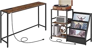 Amazon.com: MAHANCRIS Console Table, Record Player Stand, Storage, with ...