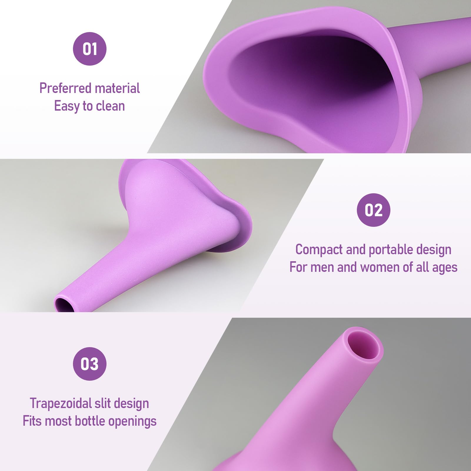 Pisse Debout Femme 2pcs, Urinoir pour Femme, Urinoir en Entonnoir Réutilisable pour Festival, Camping, Toilettes pour Camping, Randonnée, Vacances
