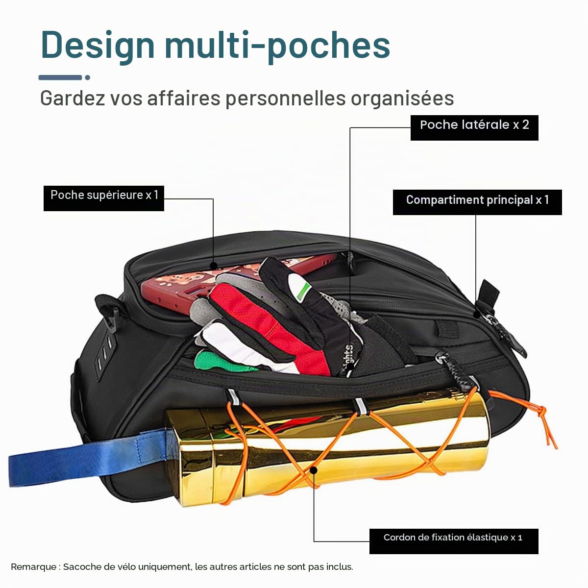 Sac de Porte-vélos 3 en 1 Coffre Isotherme vélo avec 2 Sacs Suspendus Latéraux Bagages Sacoche Bandoulière