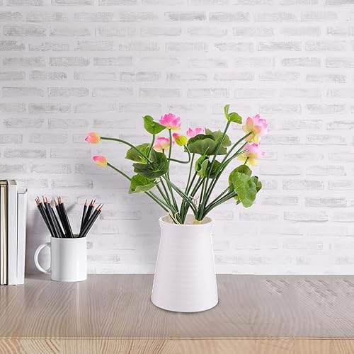 Miniatura 5 de Amosfun 2 piezas de flores de loto decorativas de seda rosas para el hogar, mini estambres para hacer plantas, flores artificiales para decoración