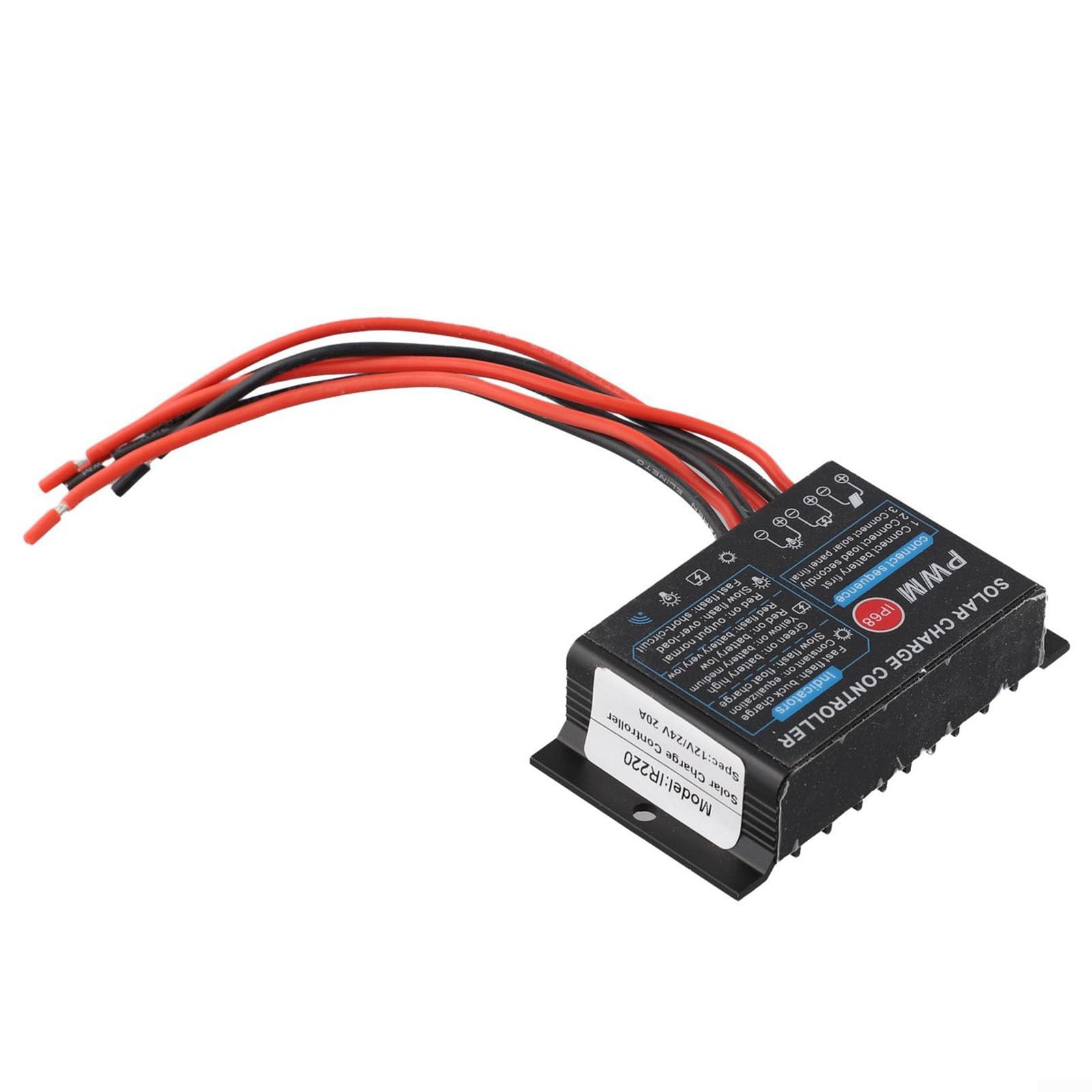 HpLive Solarer Laderegler 20A IP68 Wasserdicht für PWM 12V/24V 24-Stunden-Lastentladung Solarladeregler für Alternative Energiesysteme
