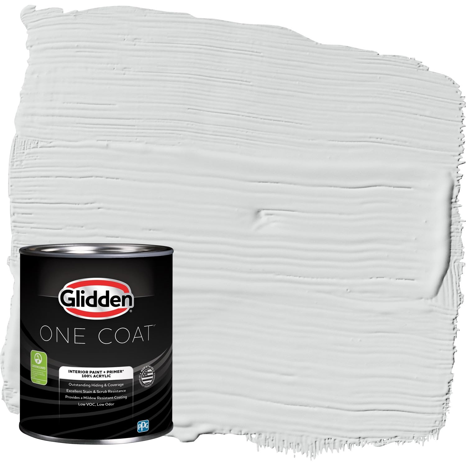 Glidden Interior Paint + Primer: Gray/Thin Ice, One Coat, Flat, 1-Quart