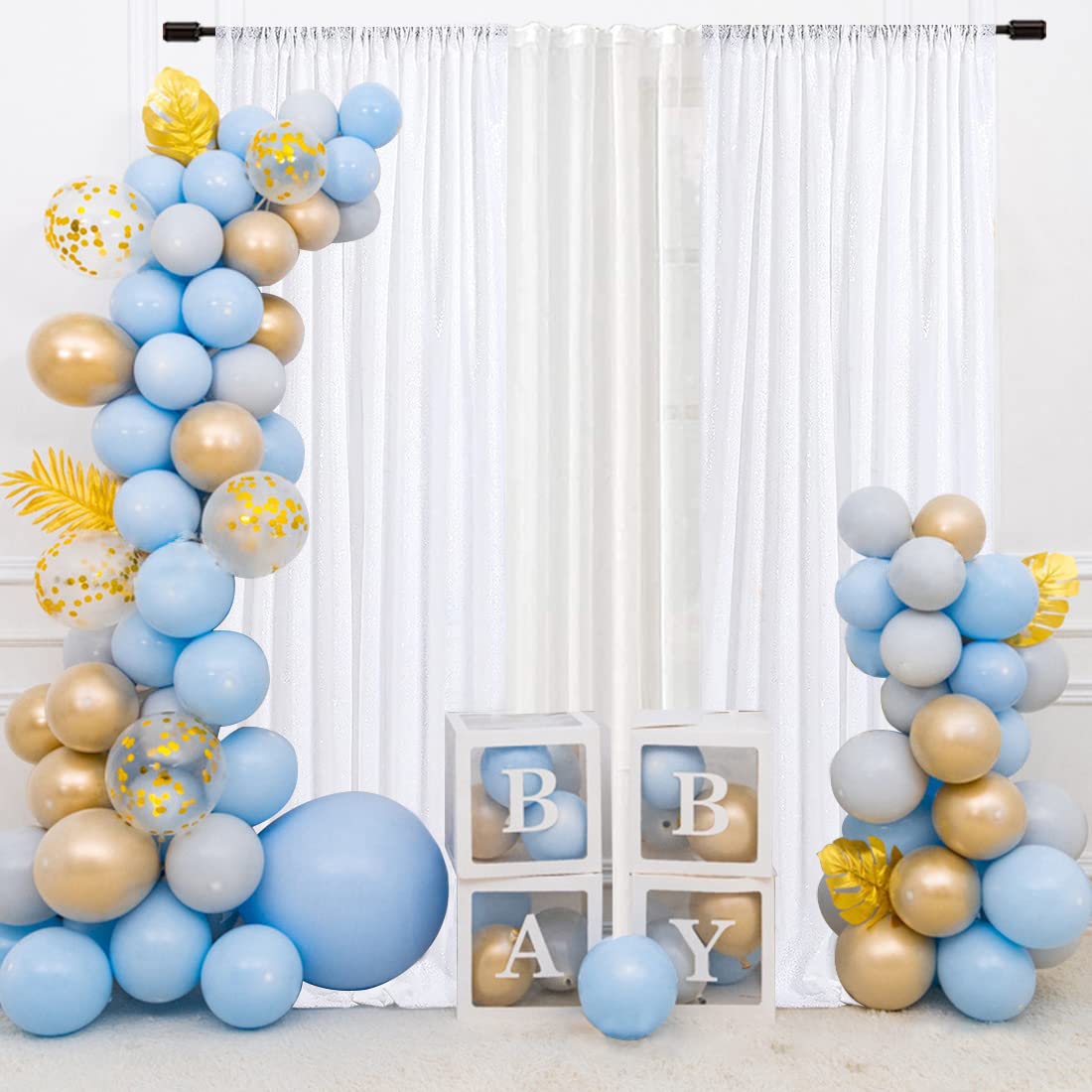 SquarePie Sequin Backdrop Curtain White 2FTx8FT 2 Panels Background for Wedding Party