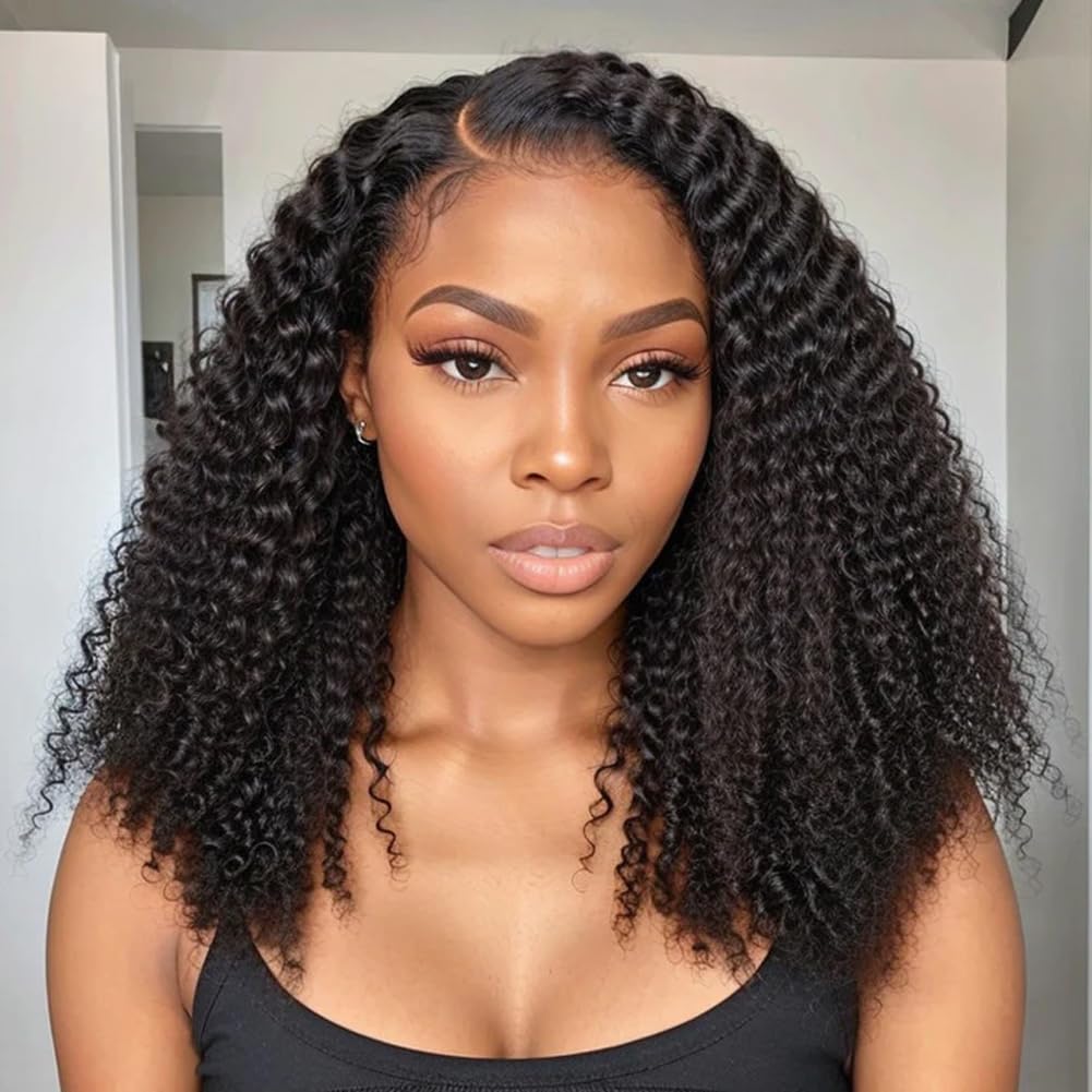 13x4 HD Lace Front Wigs Human Hair Deep Wave Human Hair Wigs 12 Inch Glueless Wig Brazilian Virgin Hair 150% Density Curly Wigs for Women Glueless Wig Pre Plucked with Baby Hair Natural Color