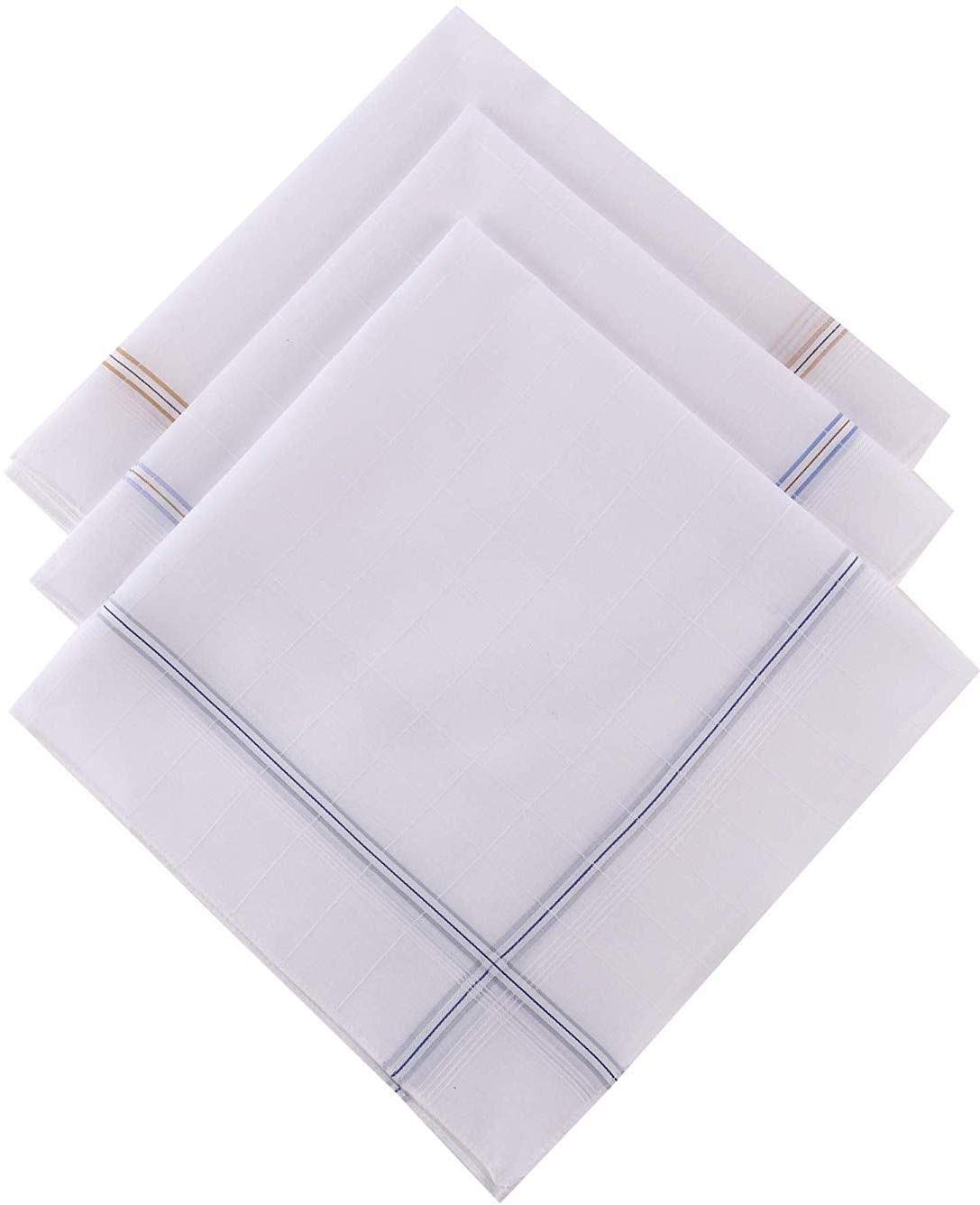 crossline Design C Men's Cotton Handkerchiefs (White) -Pack of 3-picture-14