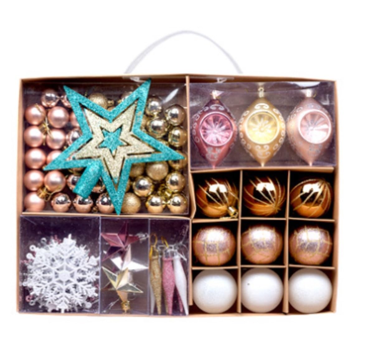 Decoracion Bolas De Navidad 68 Uds Adornos De Bolas Árbol Navidad con Estrellas Decoraciones Navideñas para Fiesta Vacaciones Adornos Colgantes(A)