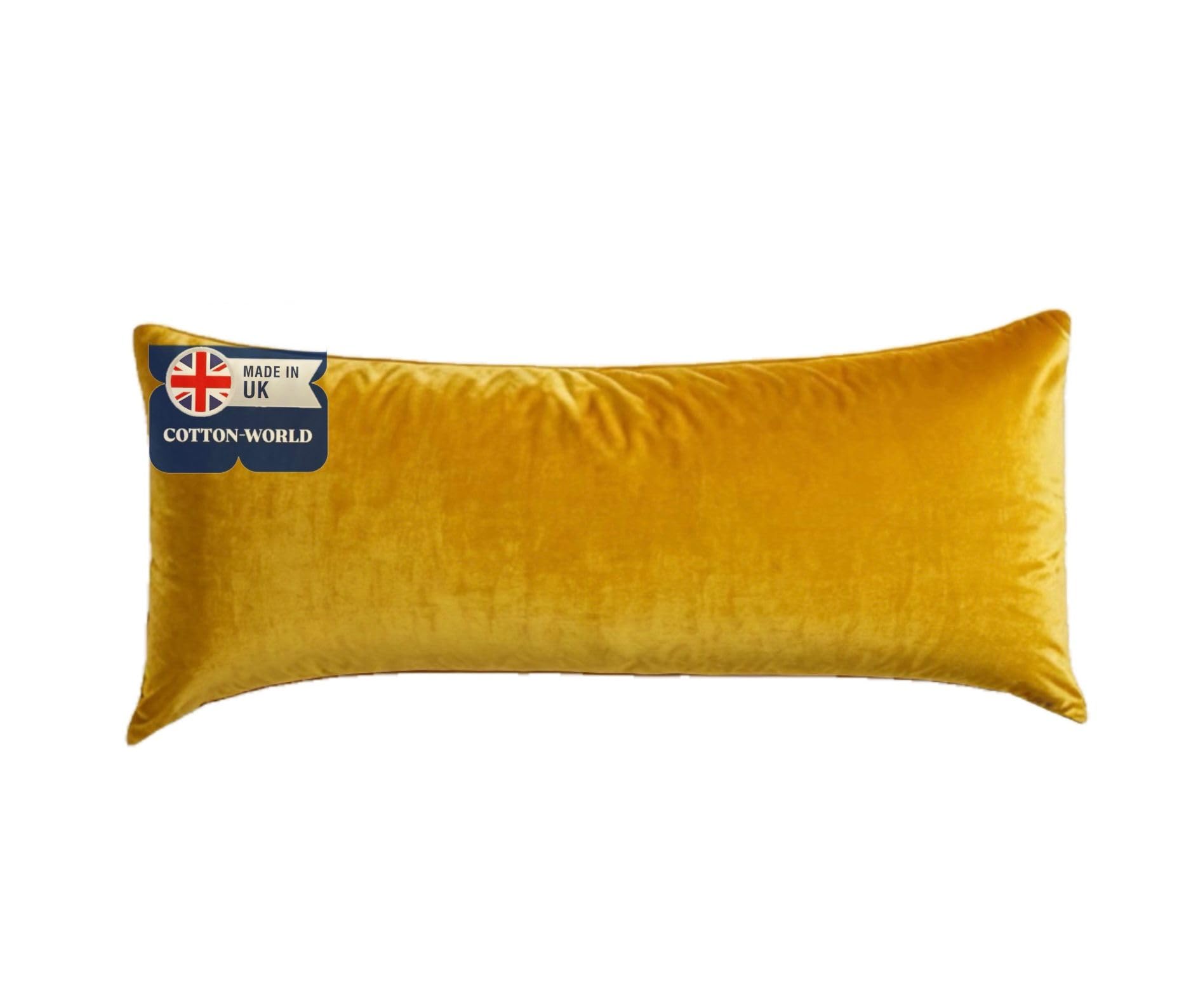 Bolster Pillow, Crushed Velvet Full Body Pillow, Hollowfibre Filled Orthopaedic Support Pregnencey Pillow, White Neck Support & Maternity Side Sleepers Pillows Cushion (Gold, KING 5FT)
