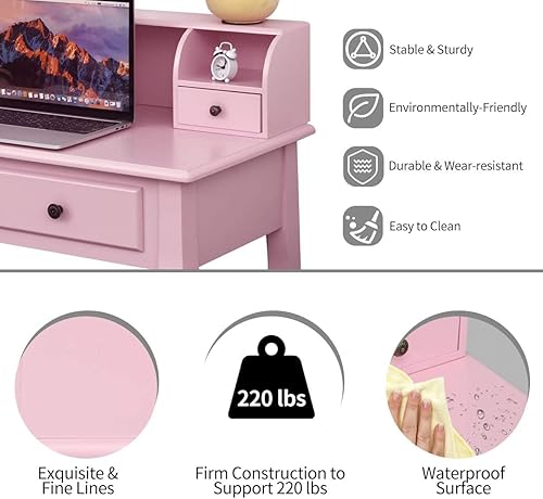 Miniatura 6 de giantex escritorio para computadora Blanco oficina con 4cajones blancos