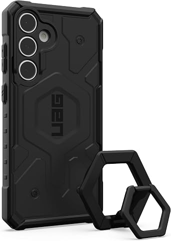 URBAN ARMOR GEAR UAG Designed for Samsung Galaxy S24 FE Case Pathfinder, Compatible with Magnetic Charging Case Bundle with Magnetic Ring Stand (Black + Black/Black)