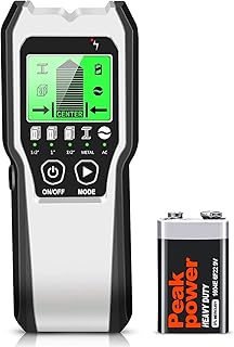 Stud Finder Wall Scanner 5 in 1 Upgraded Electronic Wall Scanner with Battery for Wood Metal and AC Wire Detection,HD LCD Display and Audio Alarm(Silver)