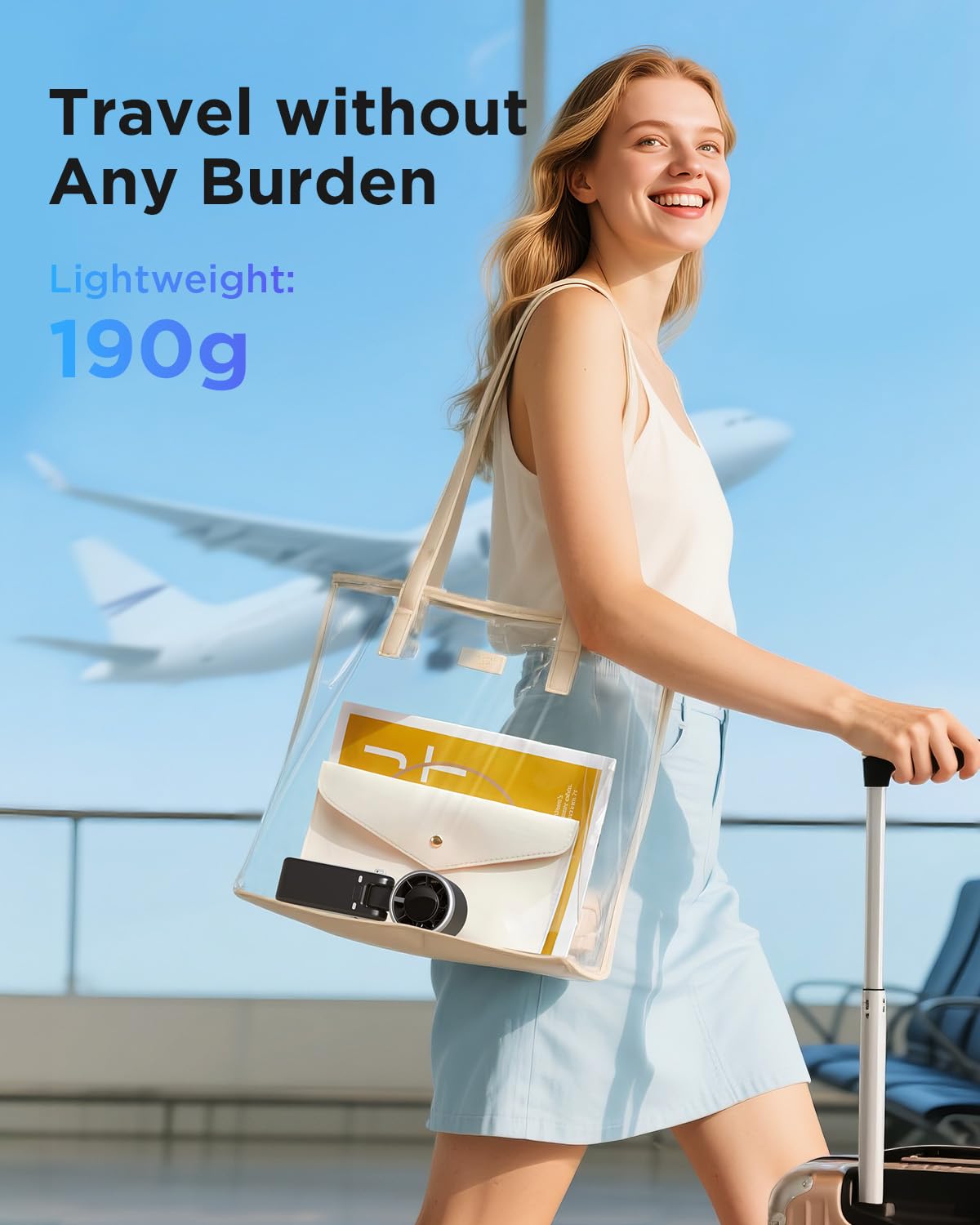 EasyAcc Mocny wentylator ręczny, przenośny wentylator Turbo 10 m/s, mini wentylator z możliwością ładowania 4000mAh do 13h, 5 prędkości, wyświetlacz LED, składany, do podróży, biura, plaży, czarny
