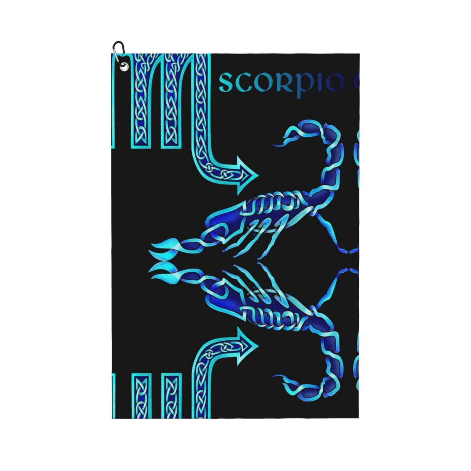 peiyeety Scorpio Microfiber Golf Towel with Carabiner Clip, 16x24 Inch Absorbent Waffle Weave Towel for Golf Bags
