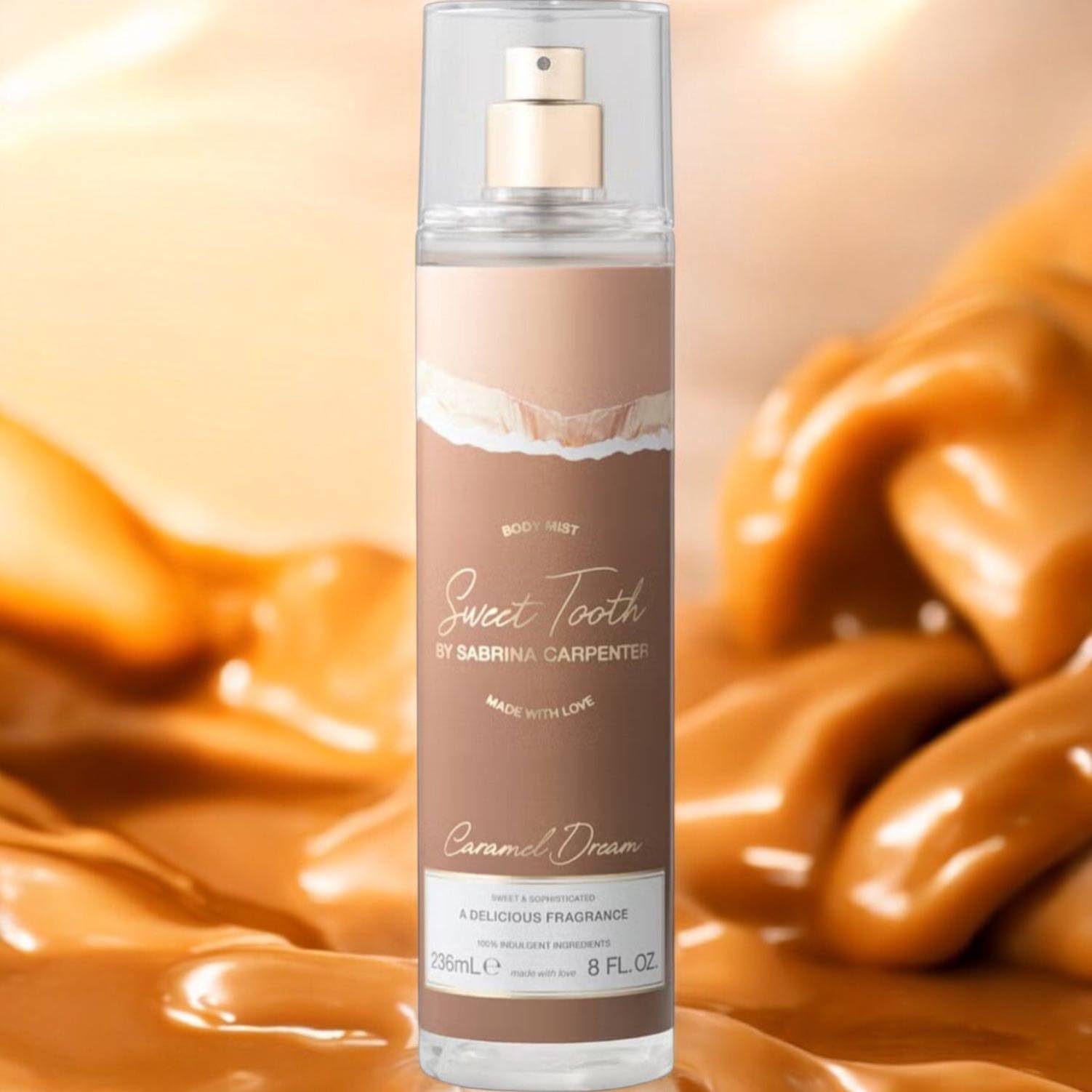 Sabrina Carpenter Sweet Tooth - Agua perfumada para el cuerpo de mujer, varias fragancias, 236 ml (Caramel Dream)