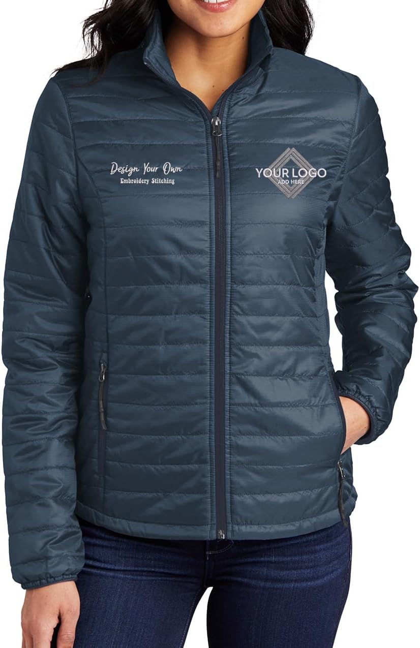 INK STITCH Women L850 Custom Embroidery Personalized Packable Puffer Jackets