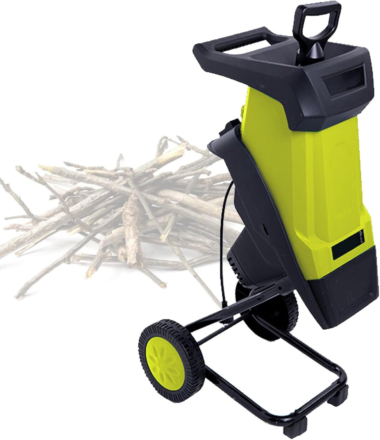 Electric Branch Wood Chipper Shredder Mulcher, 2400W Automatic, 4500RPM for 0-40mm, Comes with 50L Collection Bag Yellow